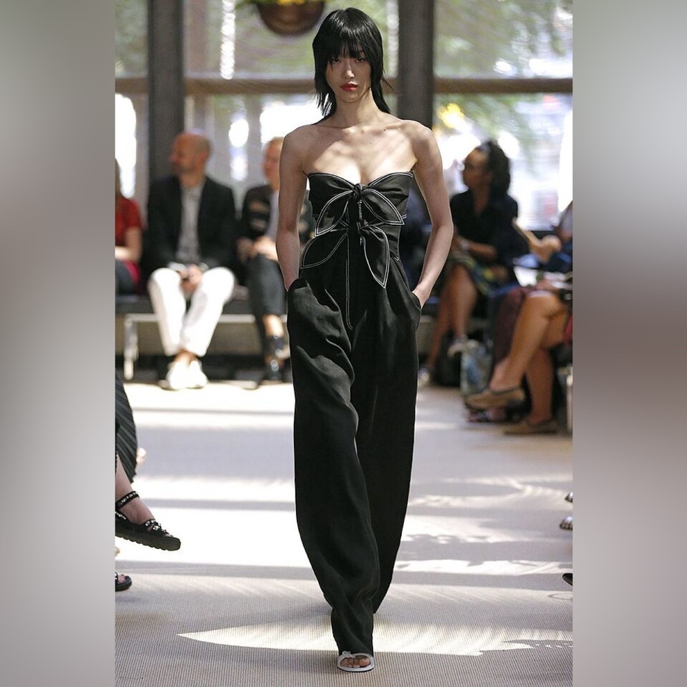 $1,190 Derek Lam Runway Collection Knot Details Linen Jumpsuit Sz 10/12